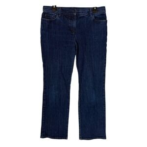 Ann Taylor Jeans Womens 10P Blue Dark Wash Straight Leg Mid Rise Stretch Denim